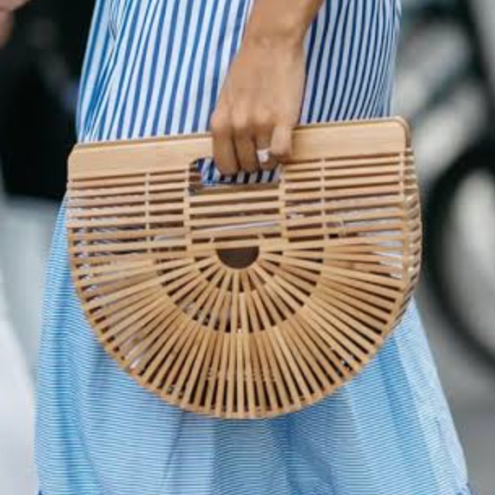 Cult Gaia Inspired Bamboo Ark Handbag – Structured Half Moon size Large